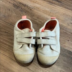 Cat & Jack Kids shimmer Cream Canvas Velcro Shoes size 8